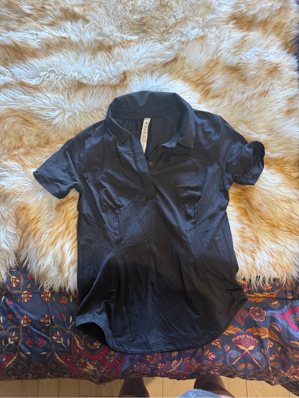 Lululemon Black Short-Sleeve Polo Top